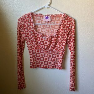 Lisa Says Gah Sheer Checkered Top